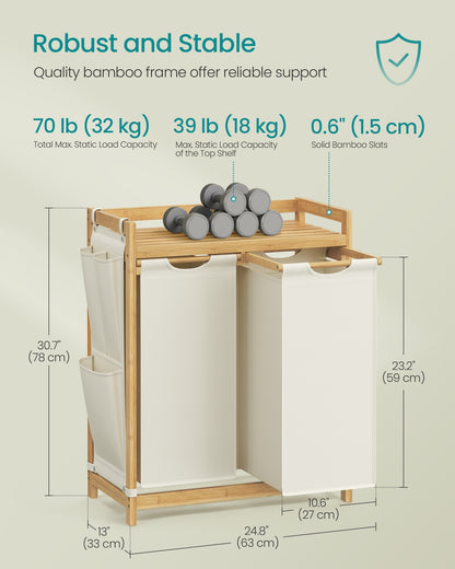 Laundry Basket with 2 Compartments 63 x 33 x 78 cm - image 6