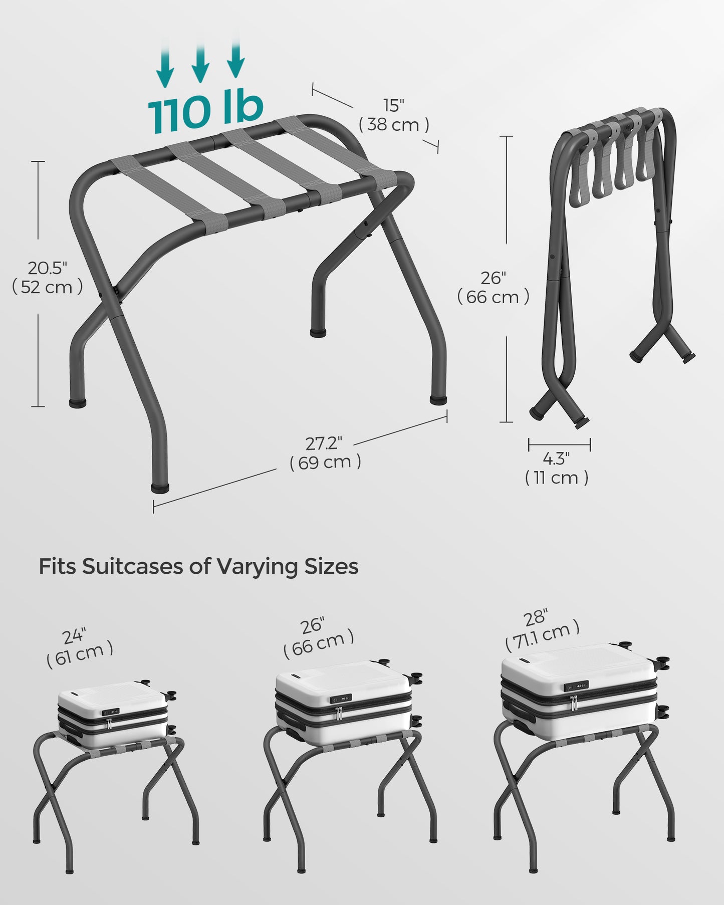 Luggage Rack for Guest Room, Set of 2 - HWLEXTRA 