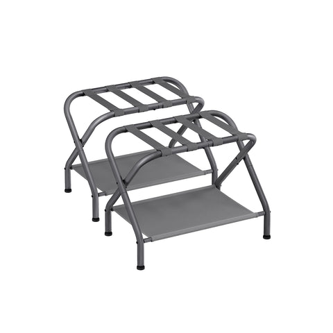 Set of 2 Luggage Racks Slate Gray