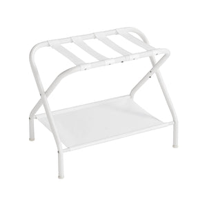 Luggage Rack with Fabric Storage Shelf Cloud White