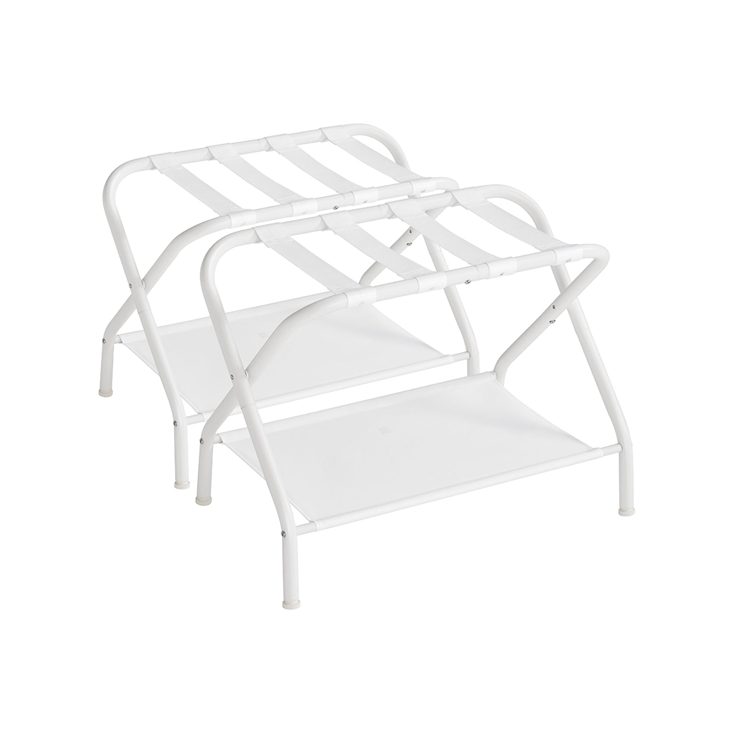 Set of 2 Luggage Racks with Fabric Shelves Cloud White