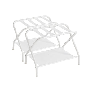 Set of 2 Luggage Racks with Fabric Shelves Cloud White