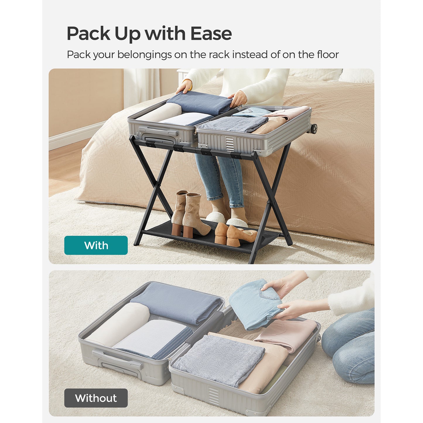 Luggage Racks for Guest Room, Set of 2 - HWLEXTRA 