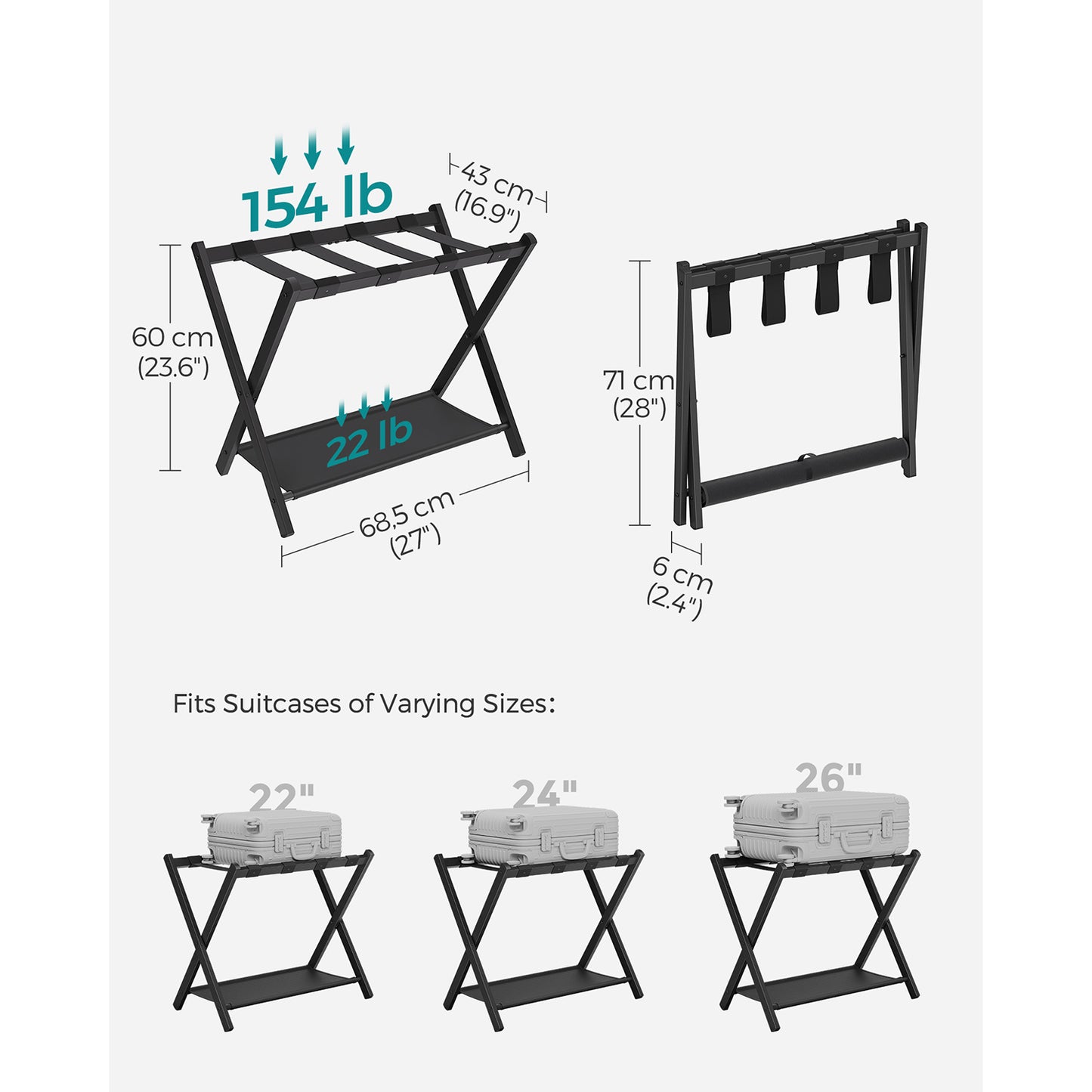 Luggage Racks for Guest Room, Set of 2 - HWLEXTRA 