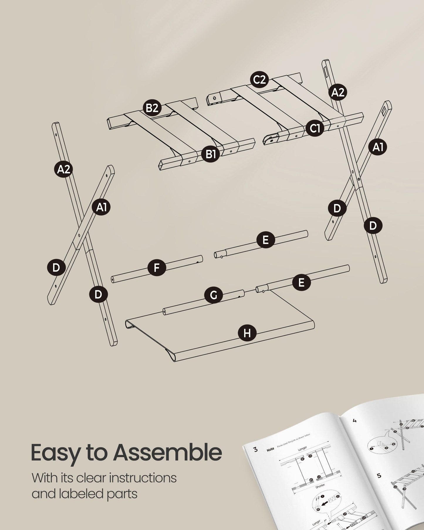 Luggage Racks for Guest Room, Set of 2 - HWLEXTRA 