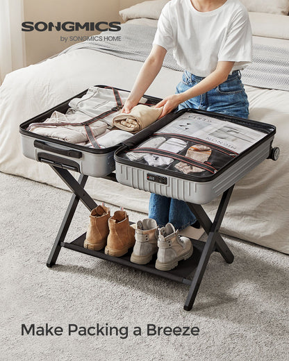 Folding Suitcase Stand with Storage Shelf - HWLEXTRA 