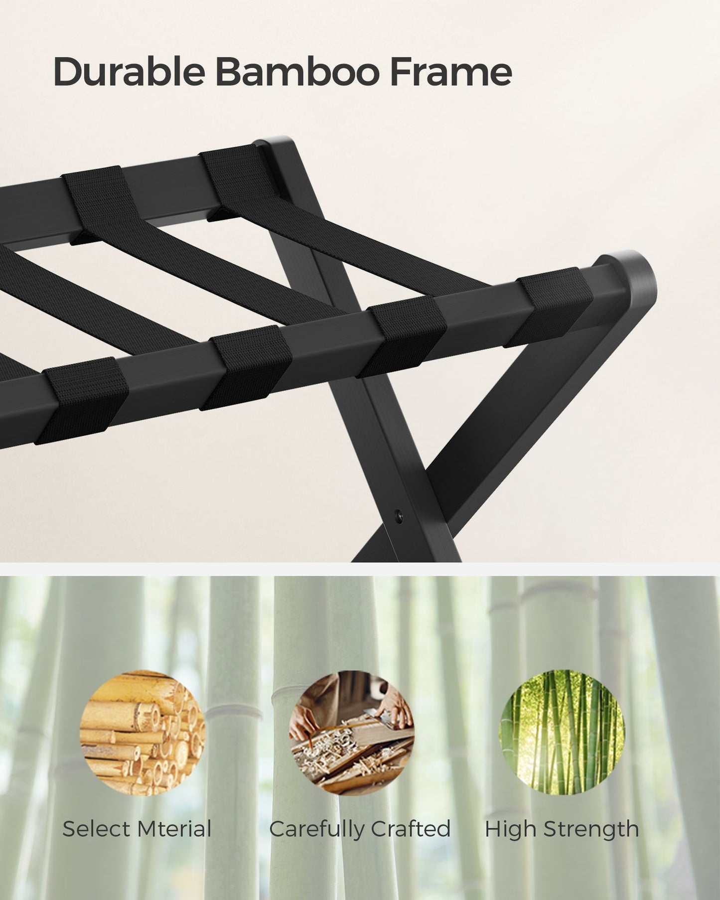 Folding Suitcase Stand with Storage Shelf - HWLEXTRA 