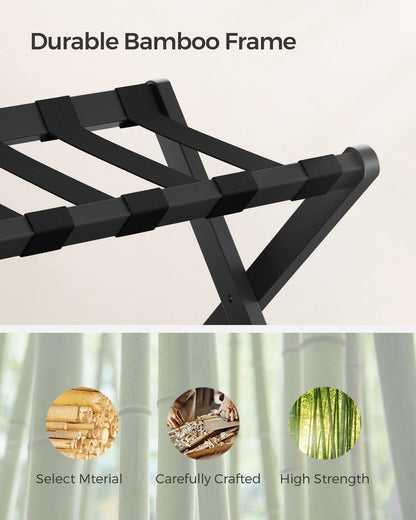 Folding Suitcase Stand with Storage Shelf - HWLEXTRA 