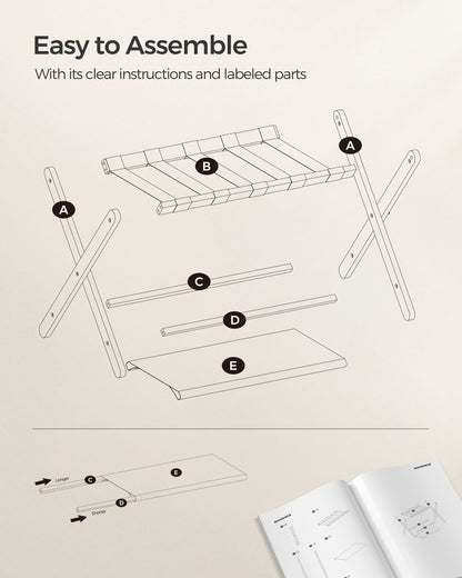 Folding Suitcase Stand with Storage Shelf - HWLEXTRA 