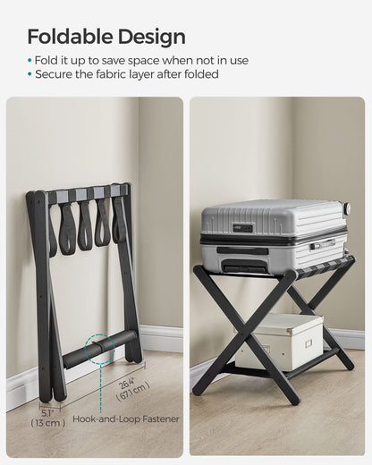 Folding Suitcase Stand with Storage Shelf - HWLEXTRA 