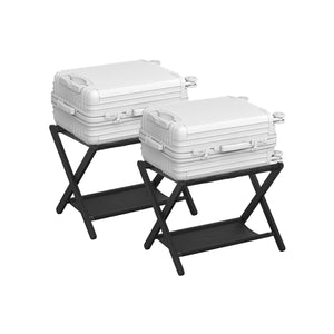 Set of 2 Luggage Racks with Storage Shelves