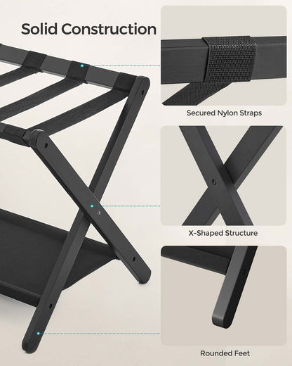 Set of 2 Luggage Racks with Storage Shelves