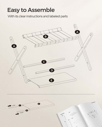 Set of 2 Luggage Racks with Storage Shelves