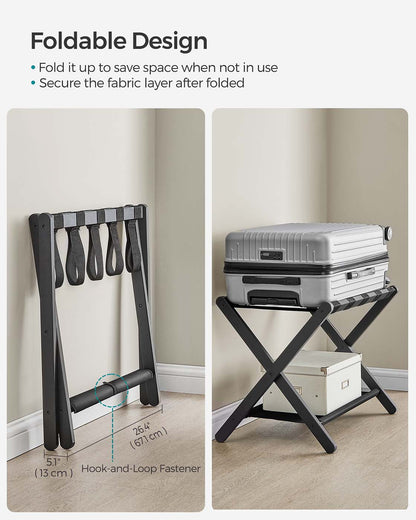 Set of 2 Luggage Racks with Storage Shelves