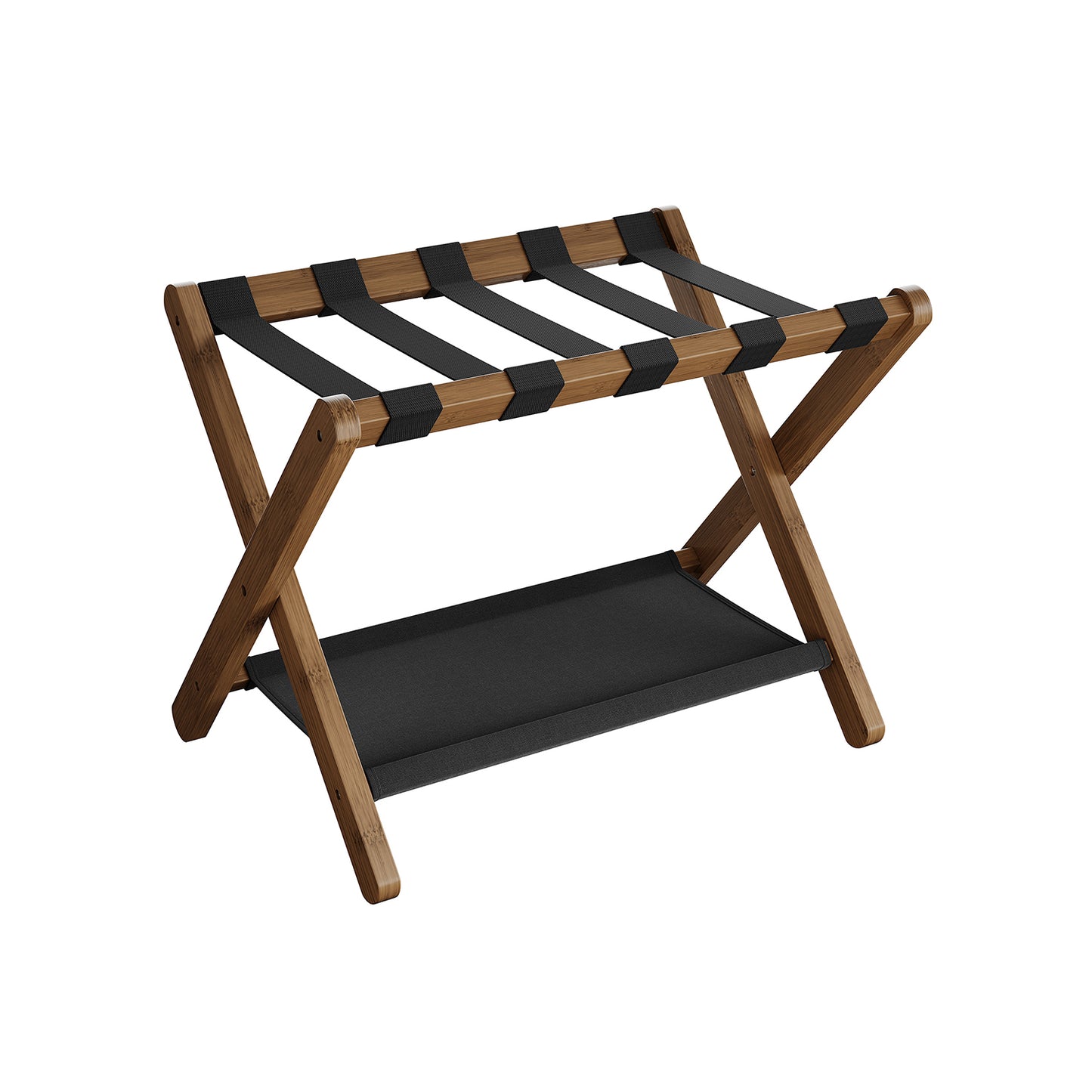 Folding Luggage Rack with Storage Shelf - HWLEXTRA 