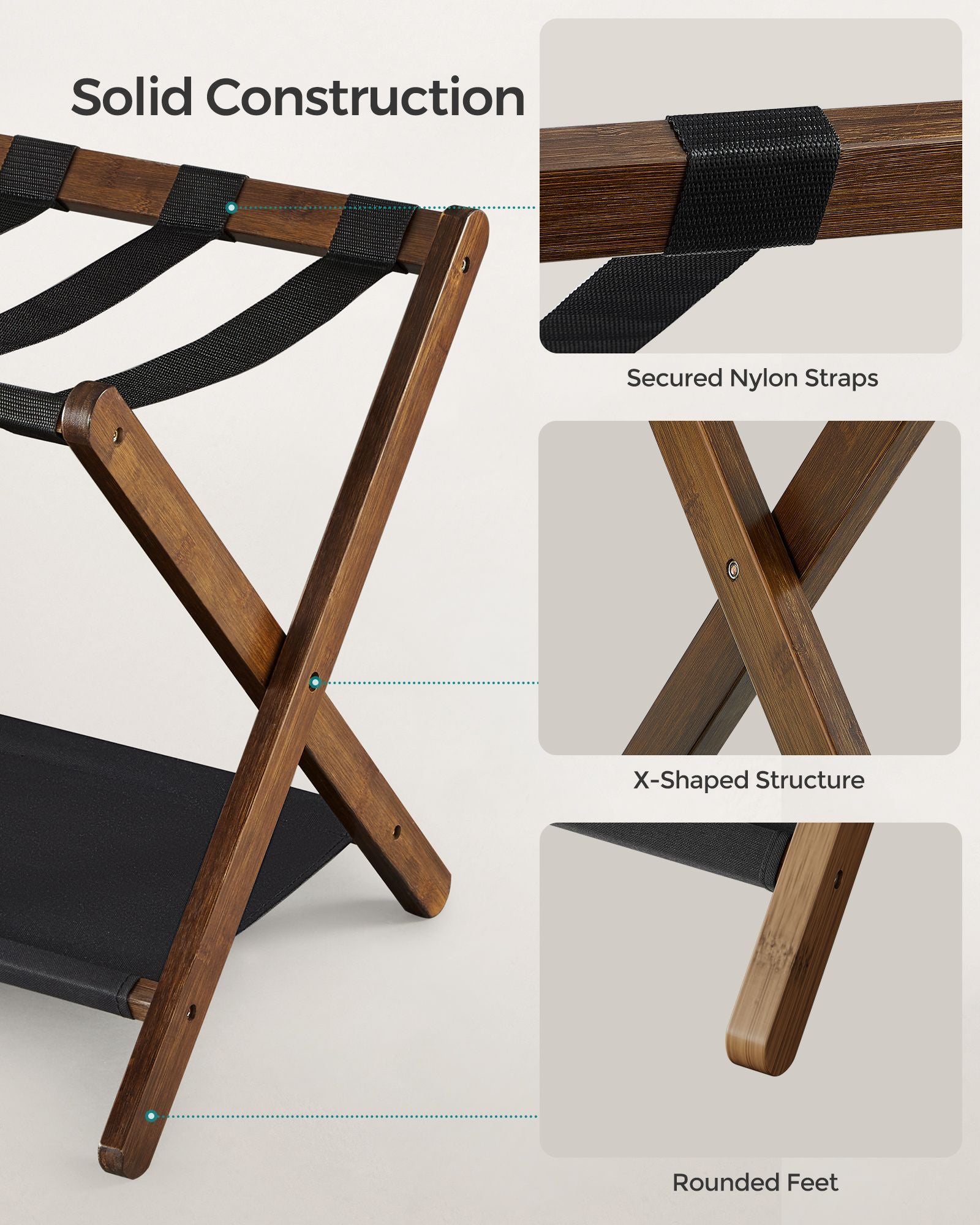 Folding Luggage Rack with Storage Shelf - HWLEXTRA 