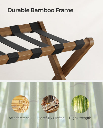 Folding Luggage Rack with Storage Shelf - HWLEXTRA 