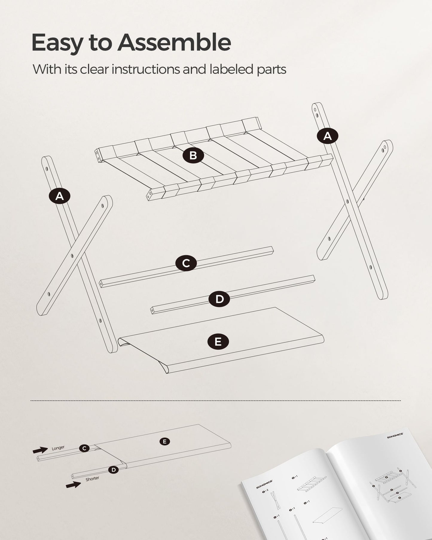 Folding Luggage Rack with Storage Shelf - HWLEXTRA 