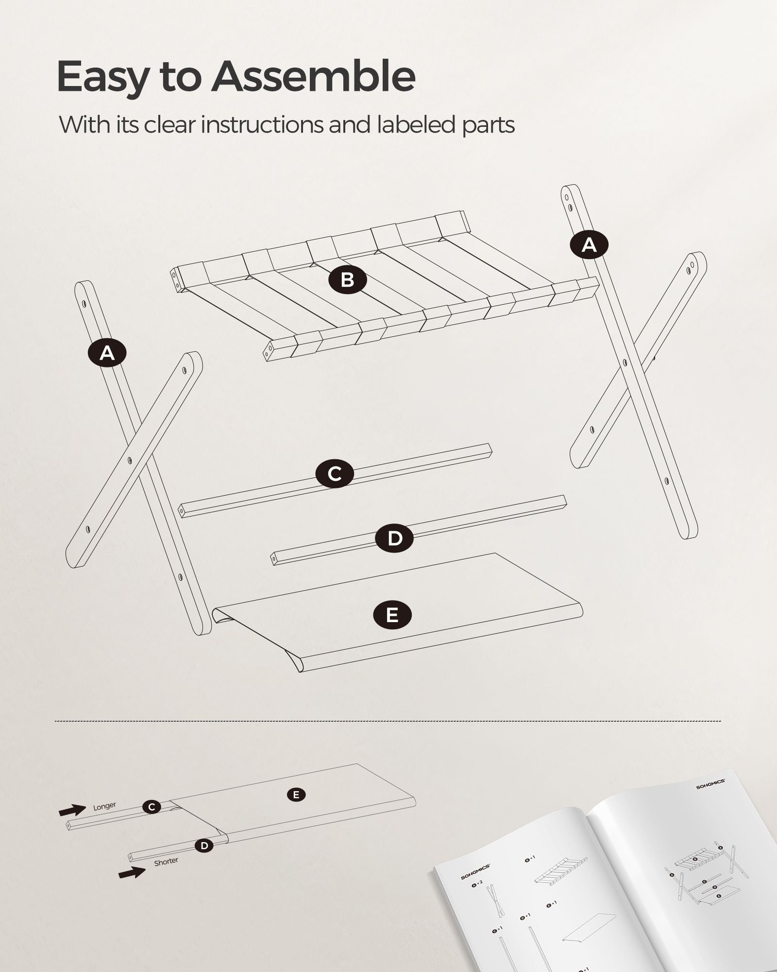 Folding Luggage Rack with Storage Shelf - HWLEXTRA 