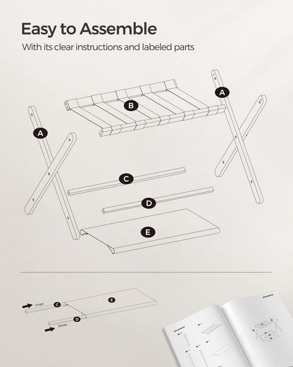 Folding Luggage Rack with Storage Shelf - HWLEXTRA 