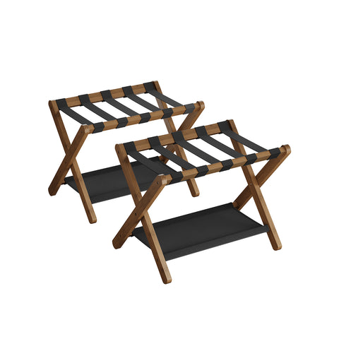 Set of 2 Folding Luggage Rack with Storage Shelf