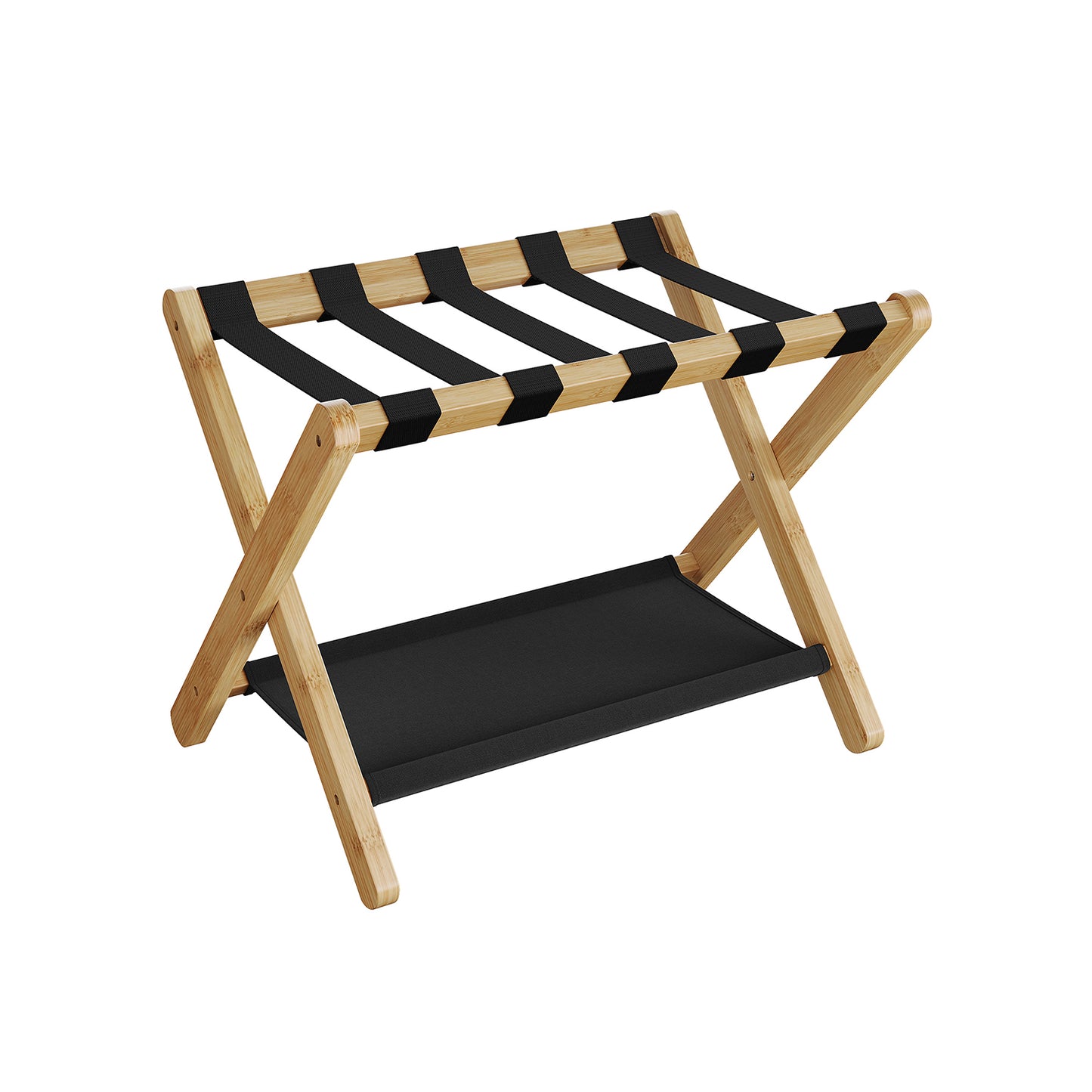 Folding Suitcase Stand with Storage Shelf - HWLEXTRA 