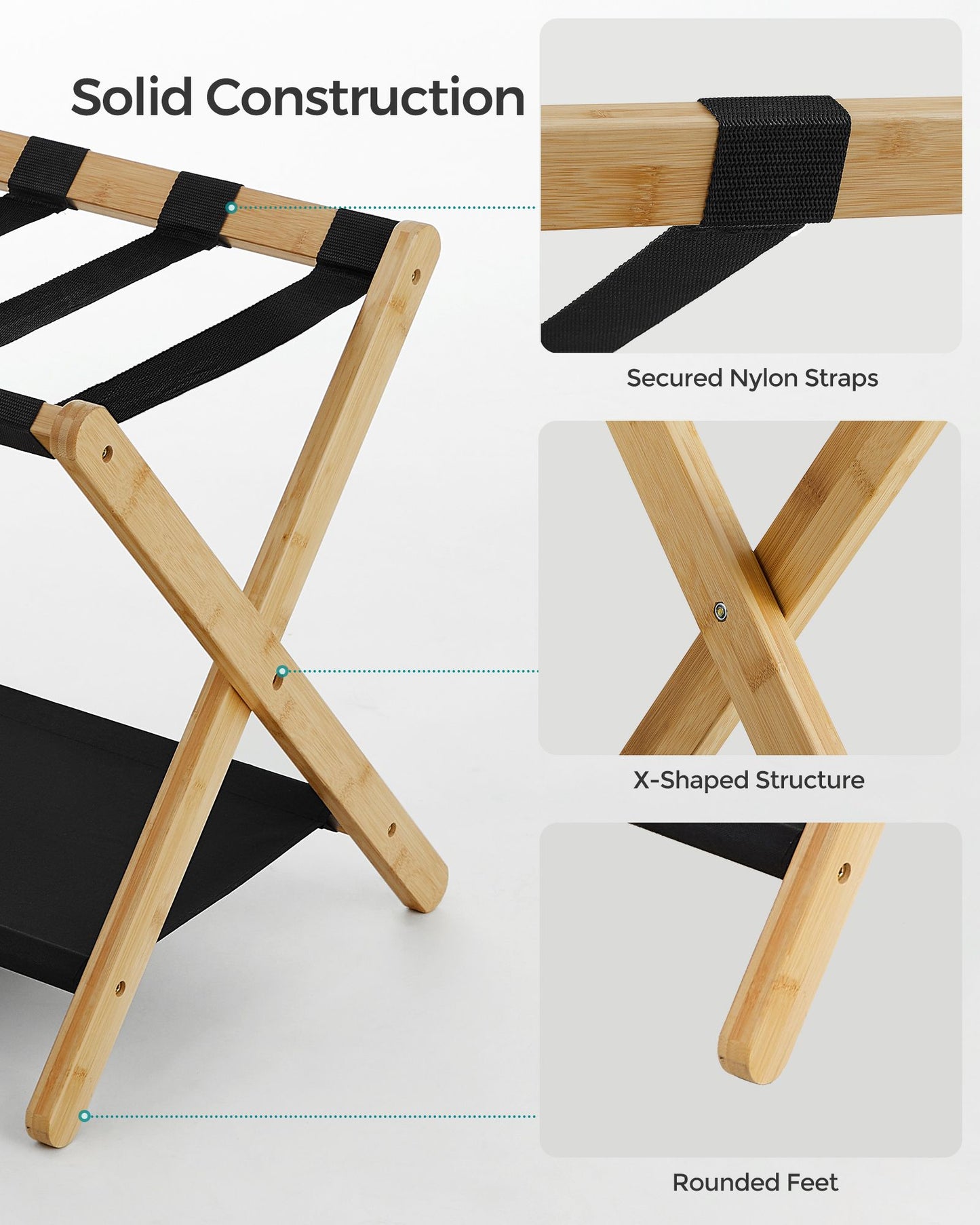 Folding Suitcase Stand with Storage Shelf - HWLEXTRA 