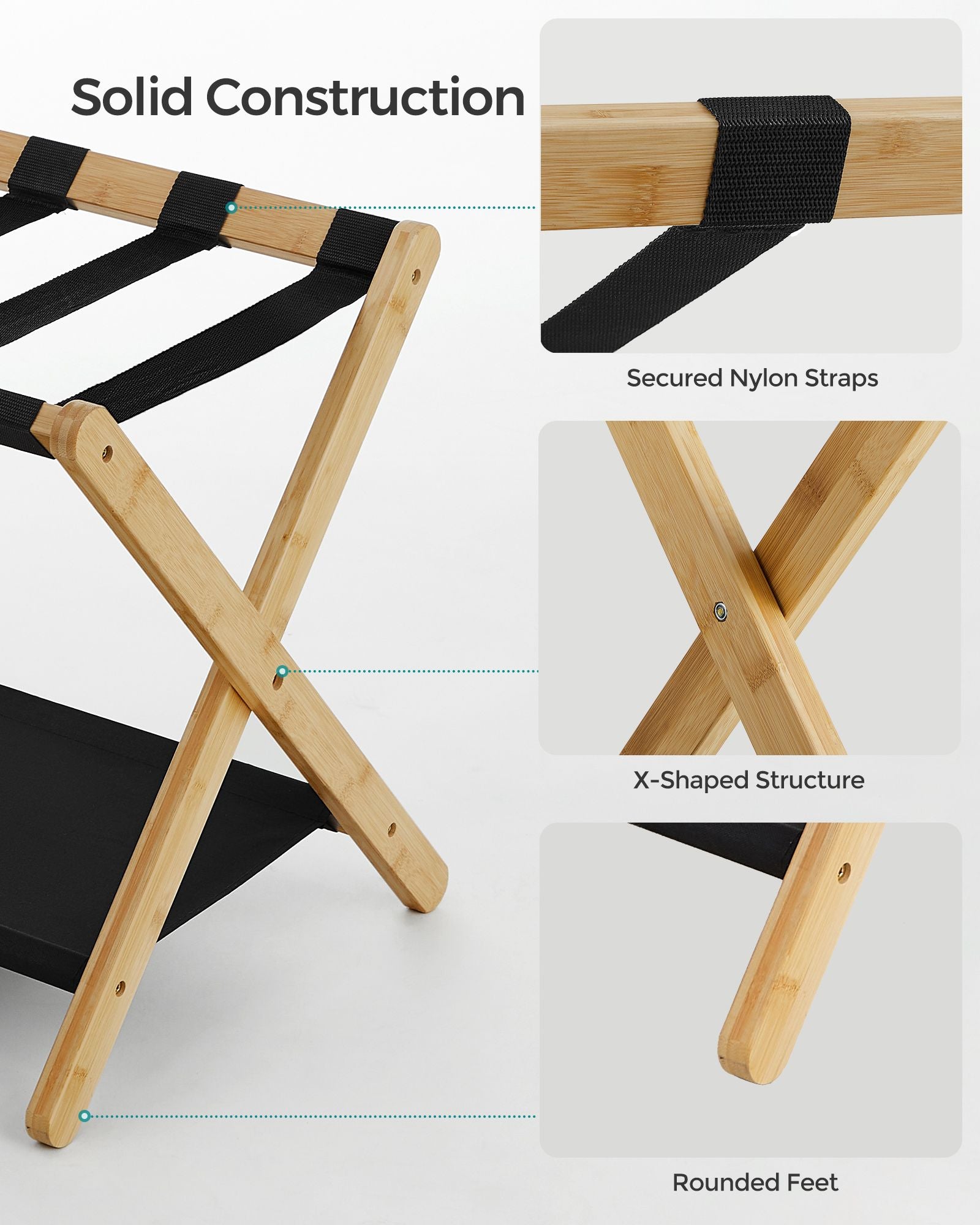 Folding Suitcase Stand with Storage Shelf - HWLEXTRA 