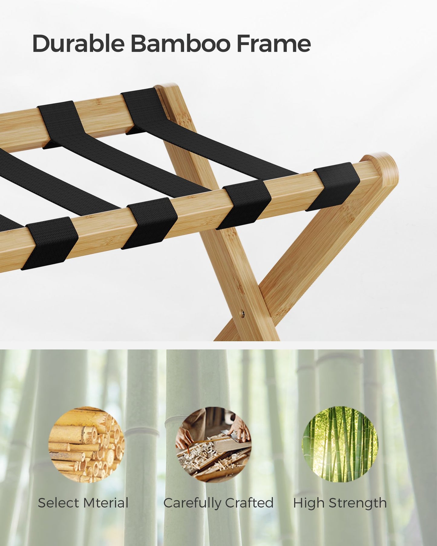 Folding Suitcase Stand with Storage Shelf - HWLEXTRA 