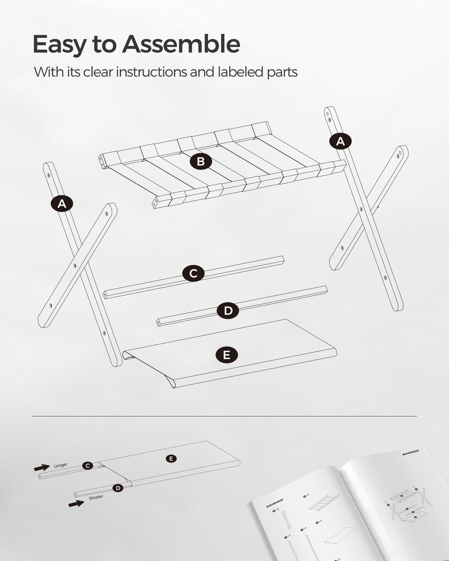 Folding Suitcase Stand with Storage Shelf - HWLEXTRA 