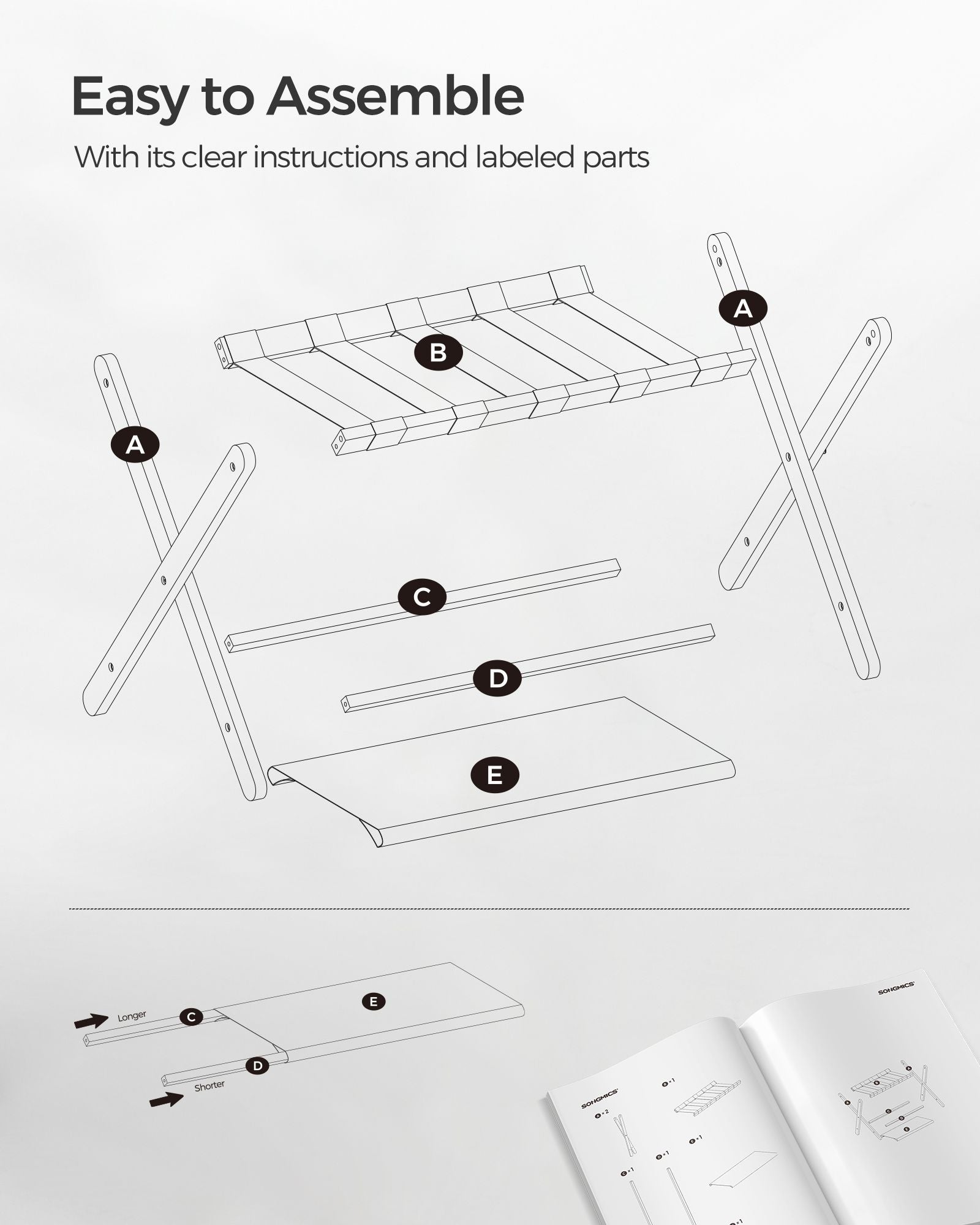 Folding Suitcase Stand with Storage Shelf - HWLEXTRA 