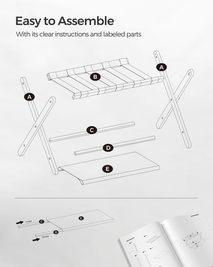 Folding Suitcase Stand with Storage Shelf - HWLEXTRA 