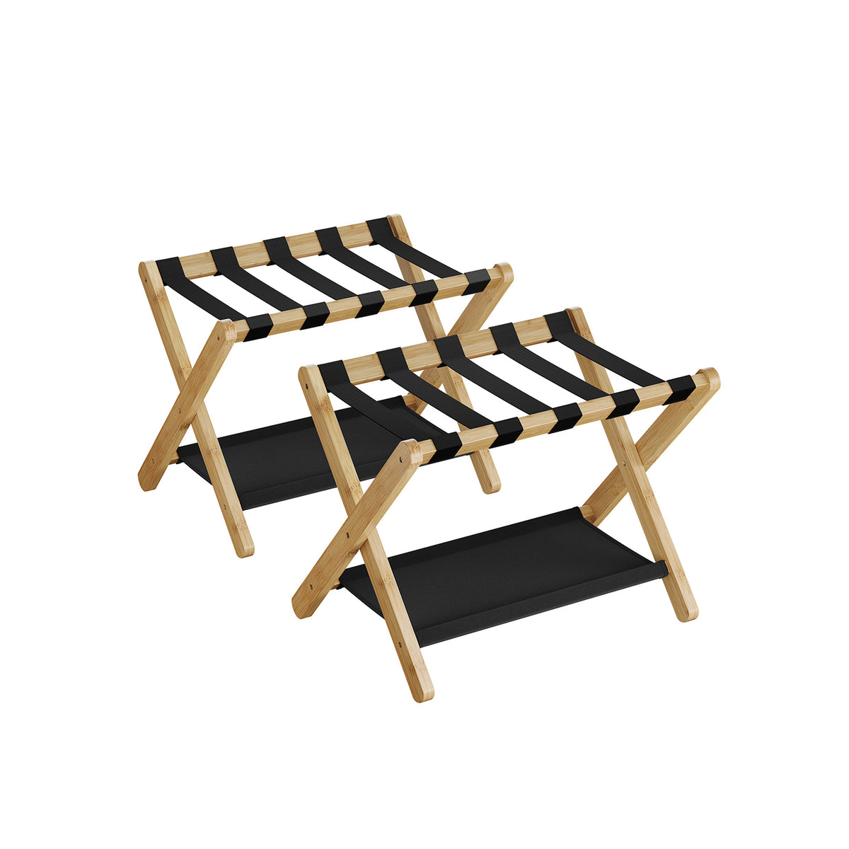 Set of 2 Folding Luggage Rack with Storage Shelf - HWLEXTRA 
