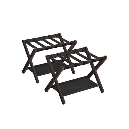 Set of 2 Folding Luggage Rack with Storage Shelf - HWLEXTRA 