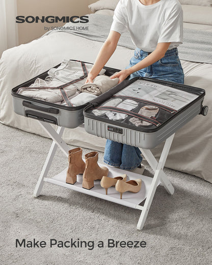 Folding Suitcase Stand with Storage Shelf - HWLEXTRA 