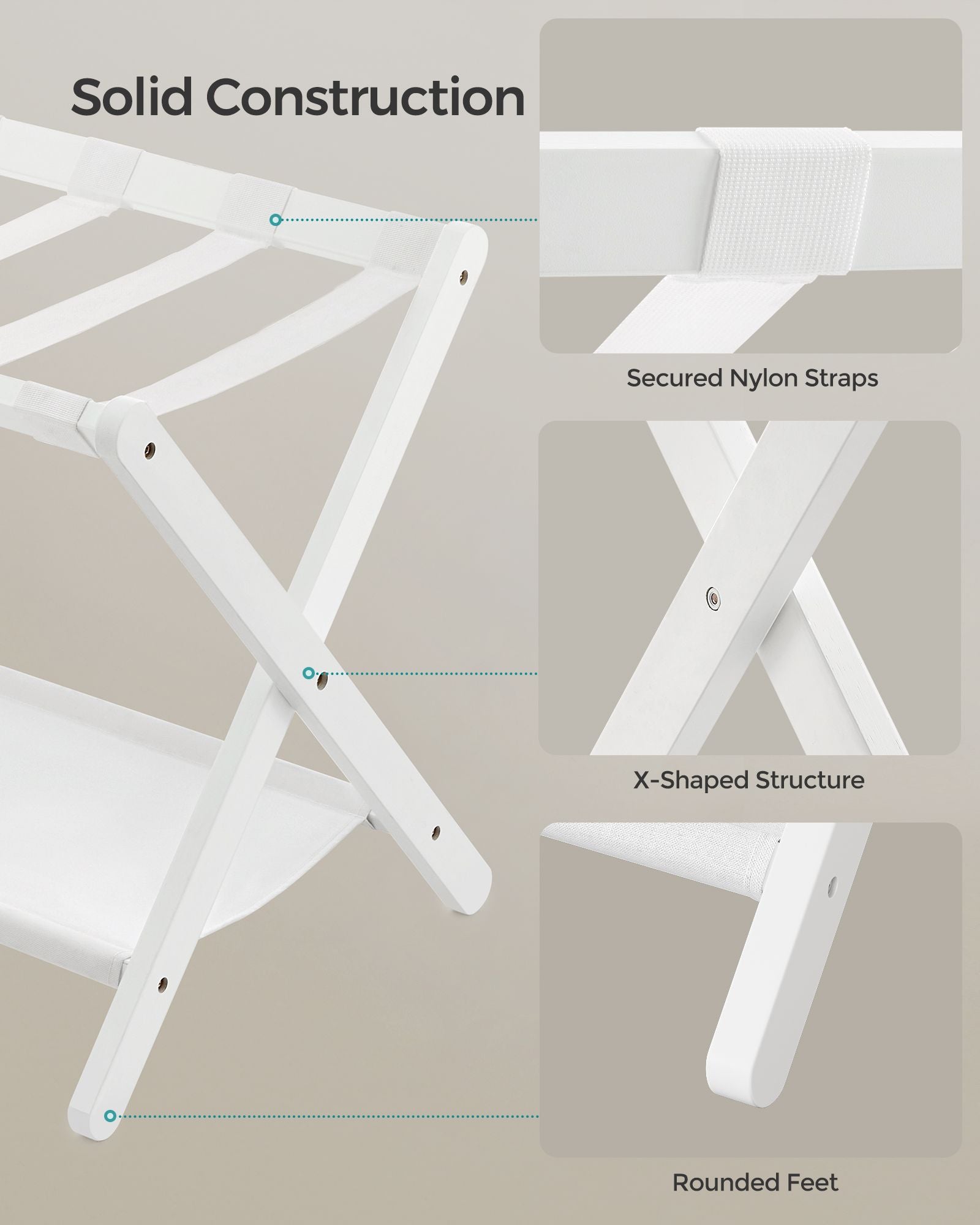 Folding Suitcase Stand with Storage Shelf - HWLEXTRA 