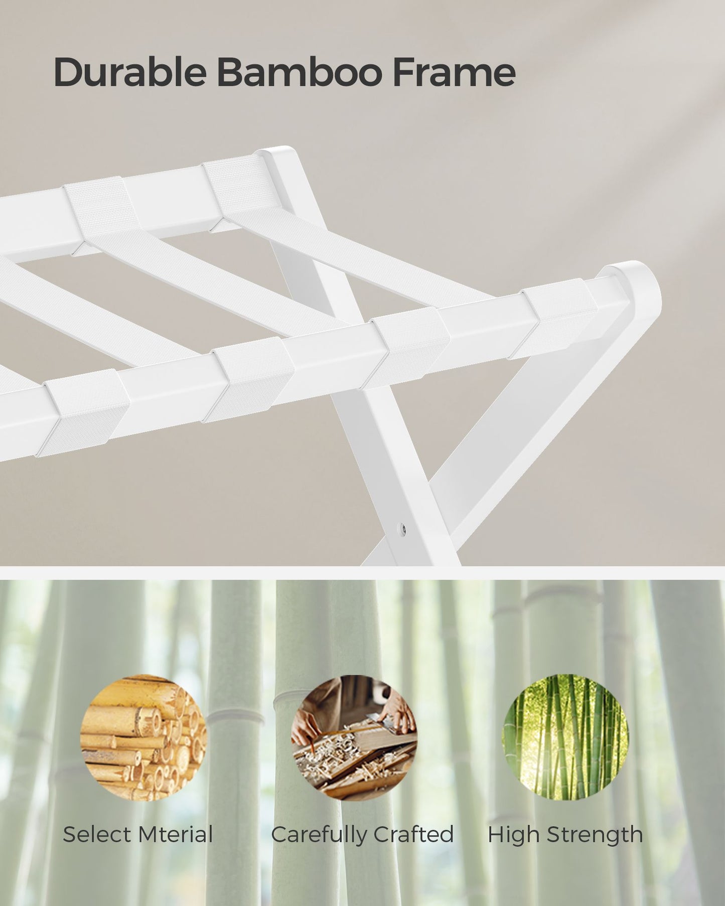 Folding Suitcase Stand with Storage Shelf - HWLEXTRA 