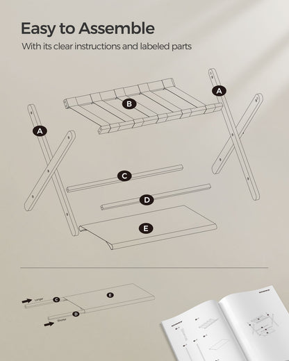 Folding Suitcase Stand with Storage Shelf - HWLEXTRA 