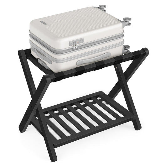 Solid Wood Luggage Rack, No Assembly Required, Foldable Suitcase Stand, Luggage Holder - image 1