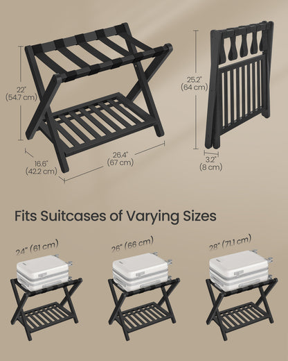 Solid Wood Luggage Rack, No Assembly Required, Foldable Suitcase Stand, Luggage Holder - image 4
