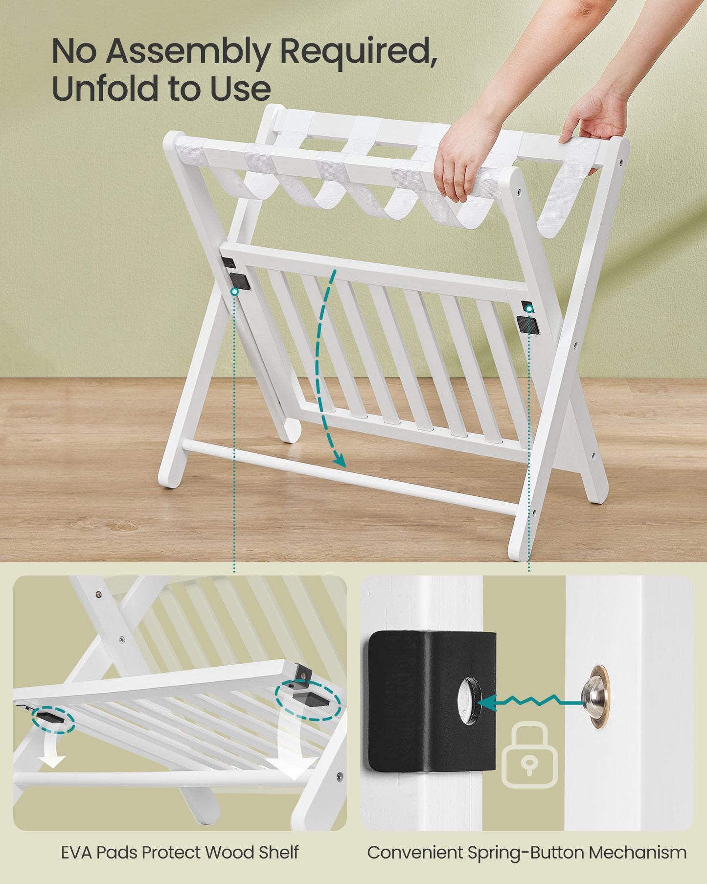 Solid Wood Luggage Racks, Set of 2, No Assembly Required, Foldable Suitcase Stand, Luggage Holder