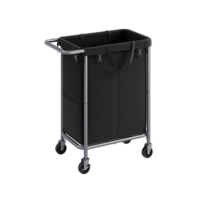 2-Section Laundry Basket with Wheels, 37 Gallons (140L) - HWLEXTRA 