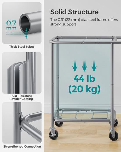 2-Section Laundry Basket with Wheels, 37 Gallons (140L) - HWLEXTRA 