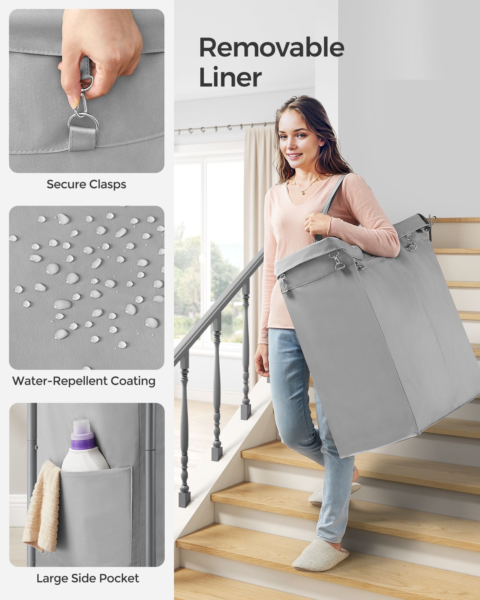 2-Section Laundry Basket with Wheels, 37 Gallons (140L) - HWLEXTRA 