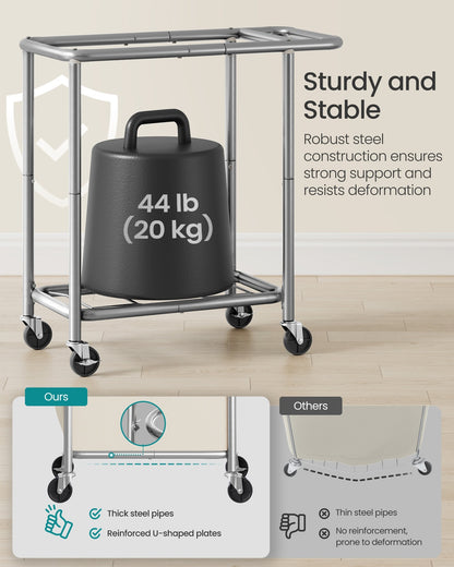 37 Gallons 2-Section Laundry Basket with Wheels with Removable Liner and Handle Cream White - image 25
