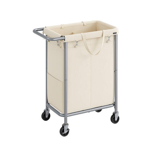 2-Section Laundry Basket with Wheels, 37 Gallons (140L) - HWLEXTRA 