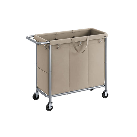 3-Section Rolling Laundry Hamper, 52.8 Gallons (200L)