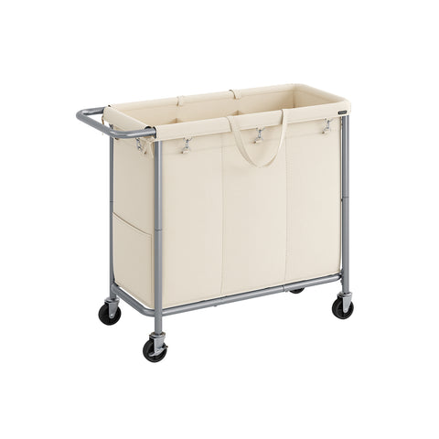 3-Section Laundry Basket with Wheels, 52.8 Gallons (200L)