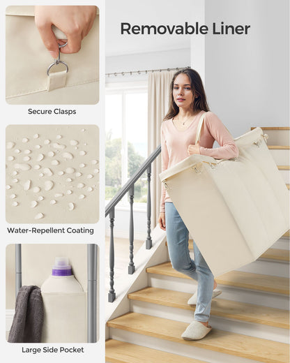 3-Section Laundry Basket with Wheels, 52.8 Gallons (200L) - HWLEXTRA 