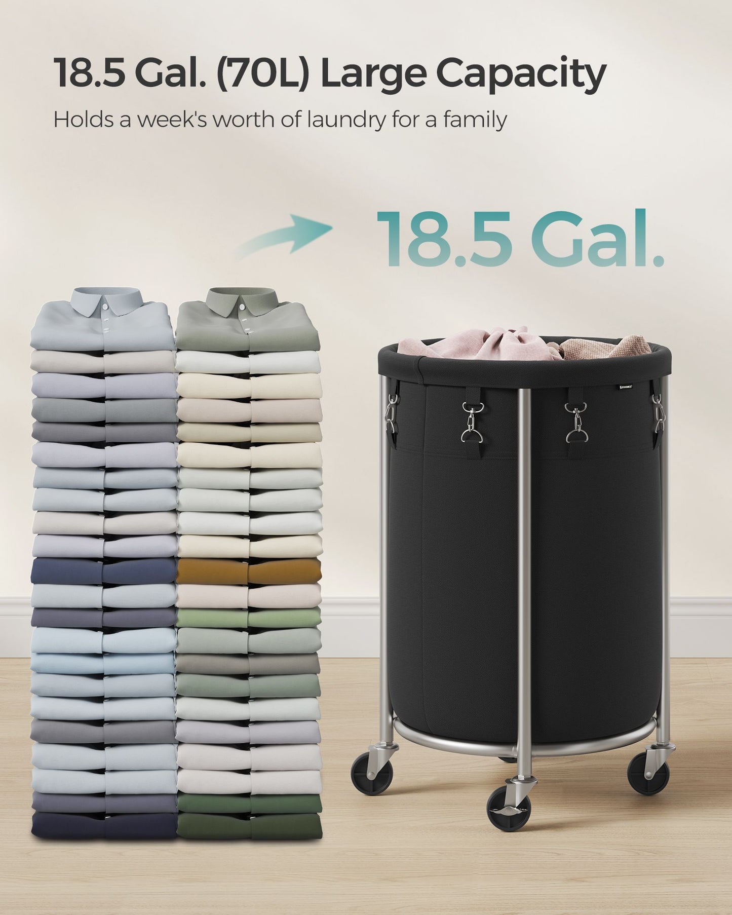 18.5 Gal. Laundry Basket with Wheels